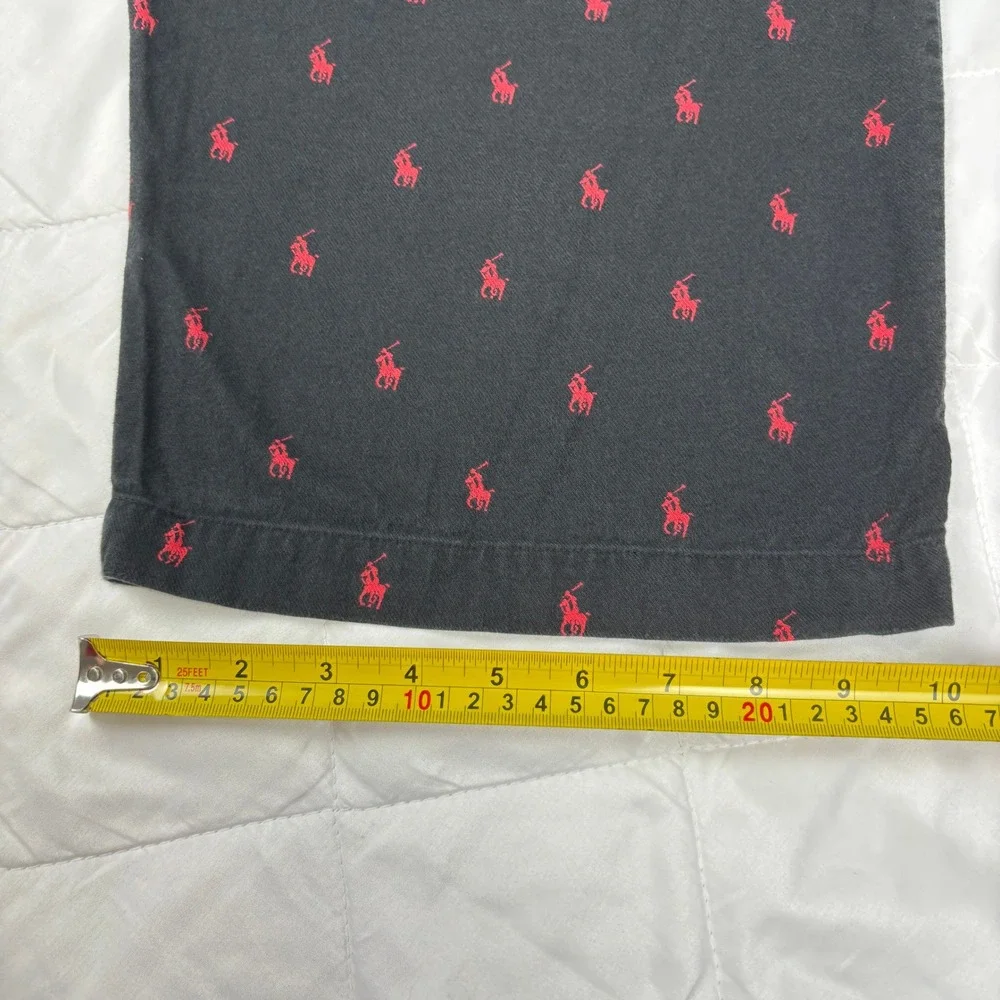Polo‎ Ralph Lauren Pajama Pants All Over Red Pony XL Black Cotton Lounge Pants